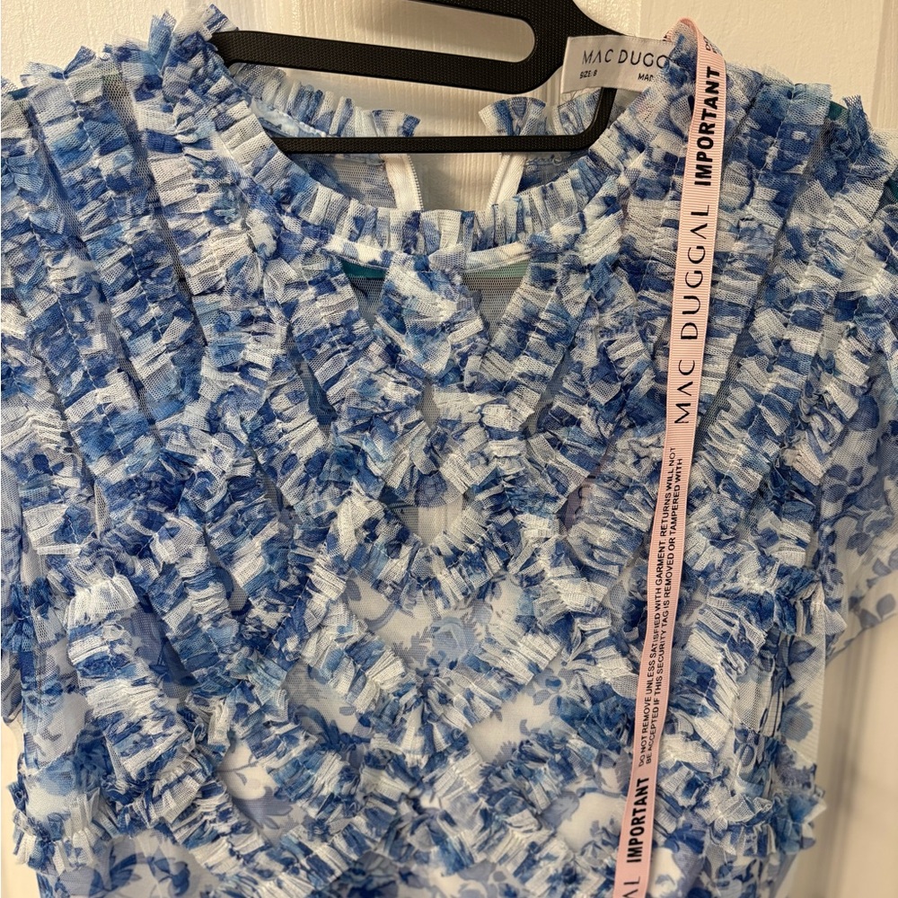Mac Duggal Blue and White Midi Dress - Picture 14 of 16